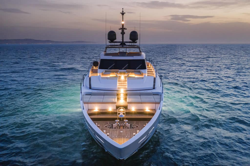 Underwater lighting on a yacht
