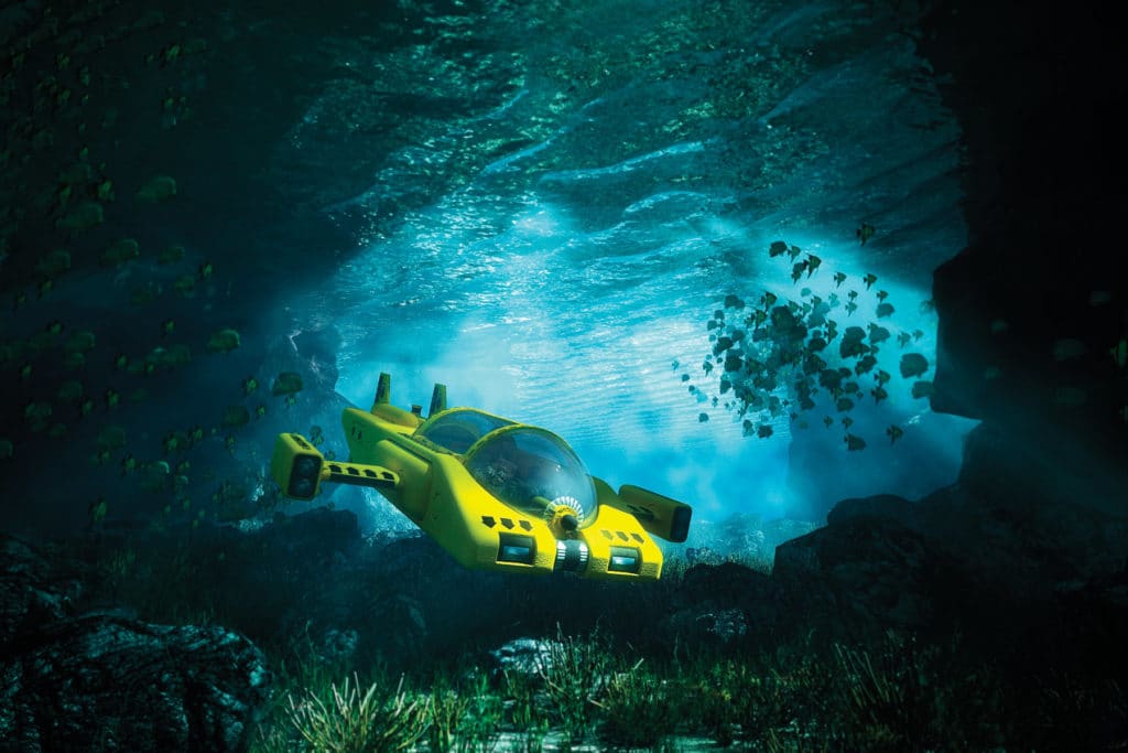 A submersible exploring underwater