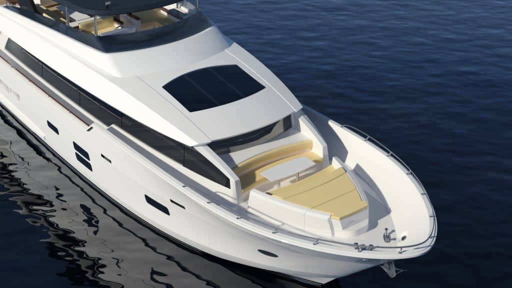 Hatteras 90 Motor Yacht foredeck rendering