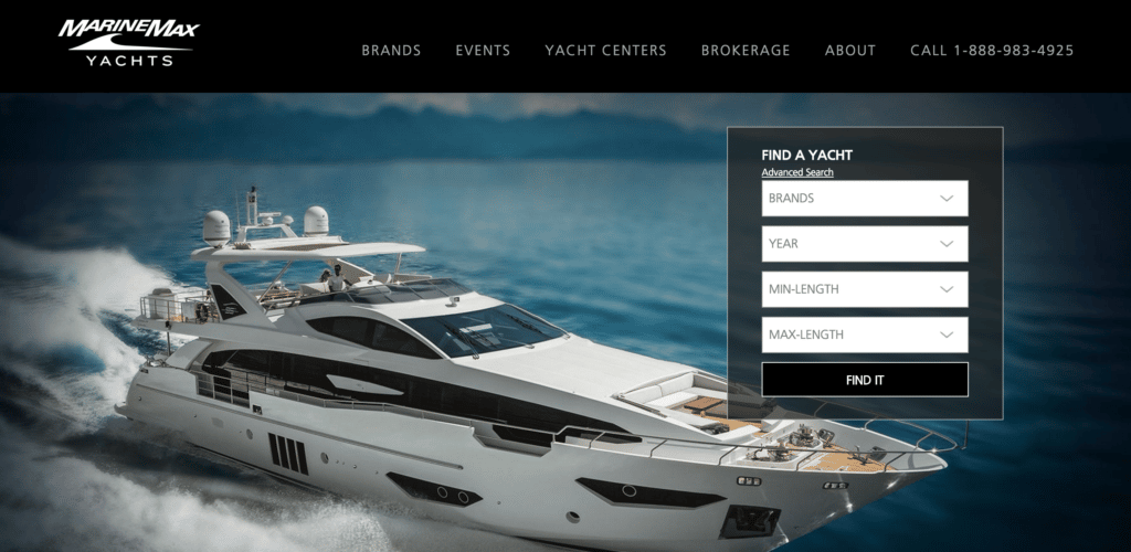 MarineMaxYachts.com website screen shot