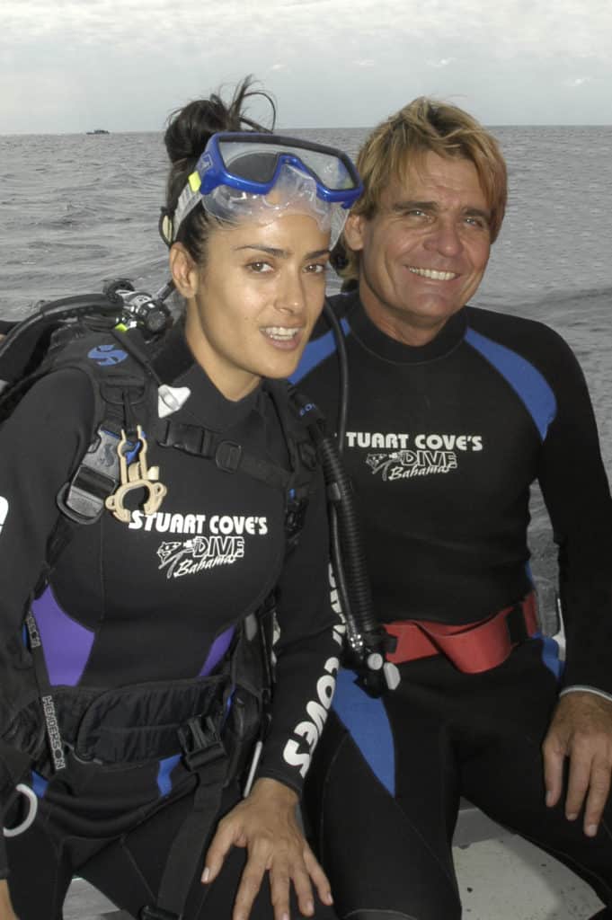 Salma Hayek, Stuart Cove's Dive Bahamas, Scuba Diving, Sharks