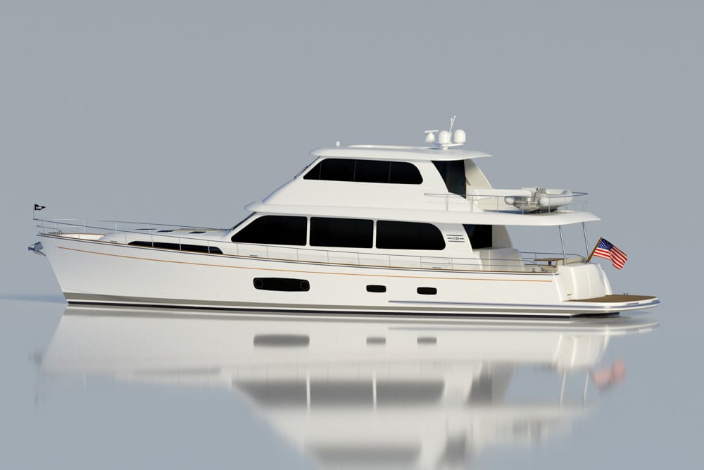 The Grand Banks 85 is available in an Open Bridge or in a Skylounge version as seen here.