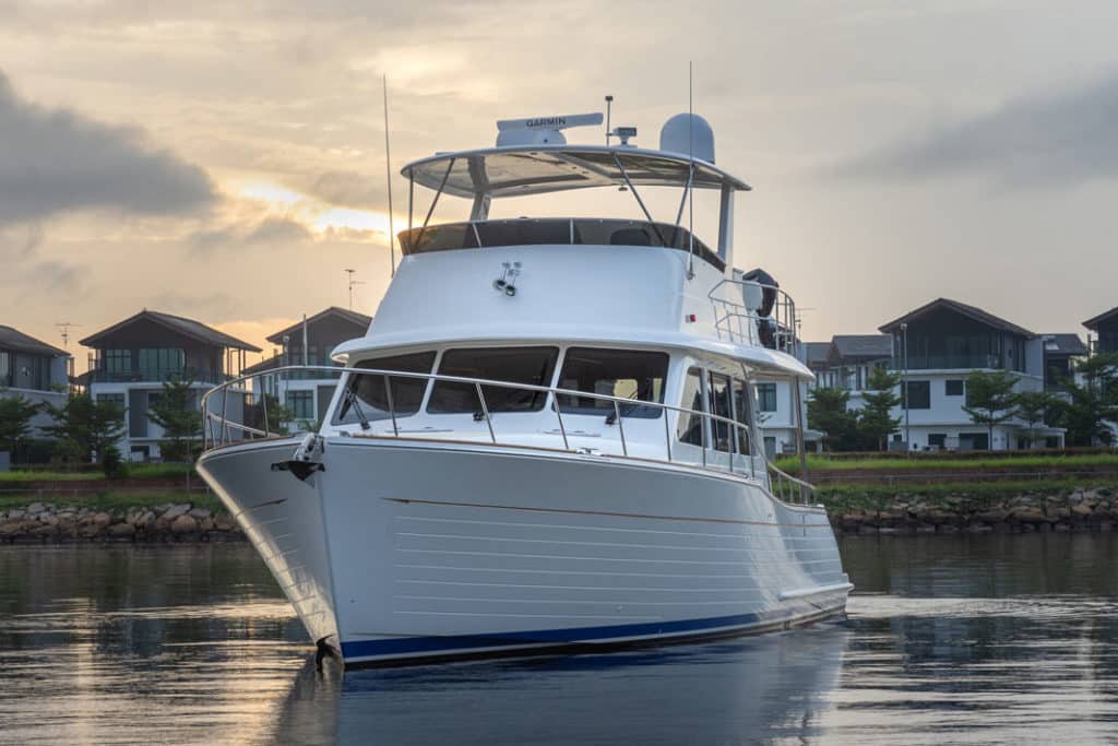 a large cruising yacht on the water.