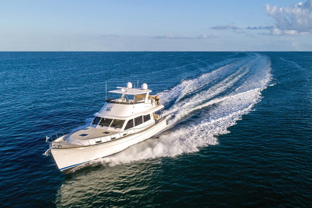 a large cruising yacht on the water.