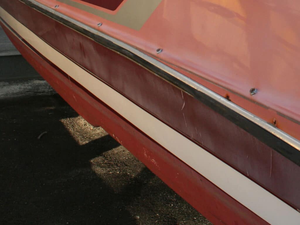 Faded gelcoat on a boat