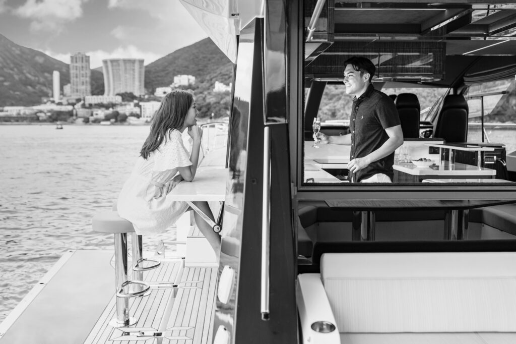 Couple aboard a Galeon Yacht