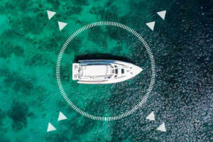 top view of boat in water