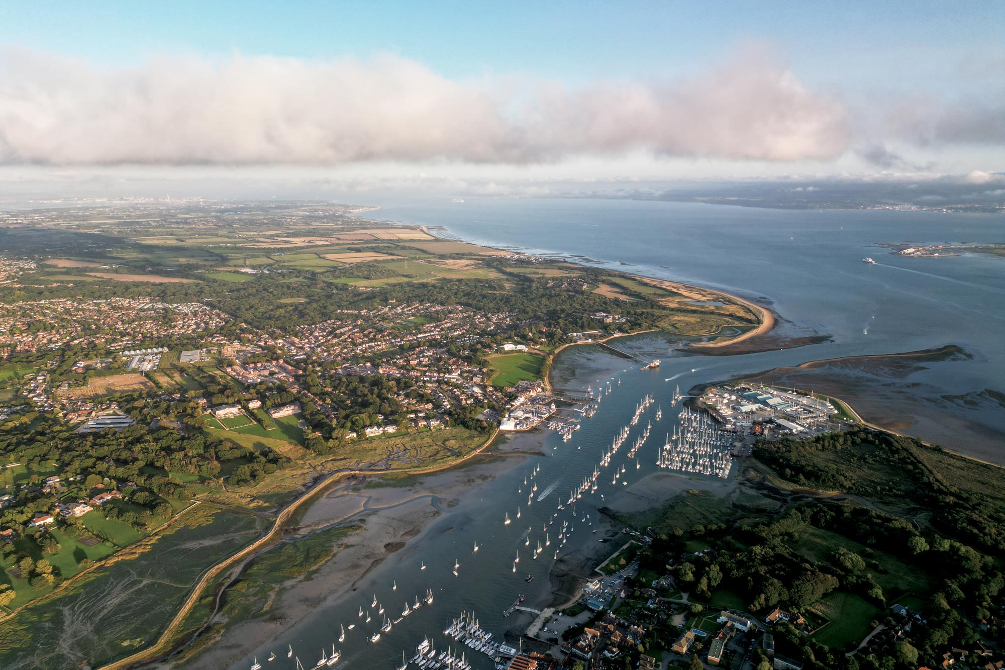 Aerial view of sailboats