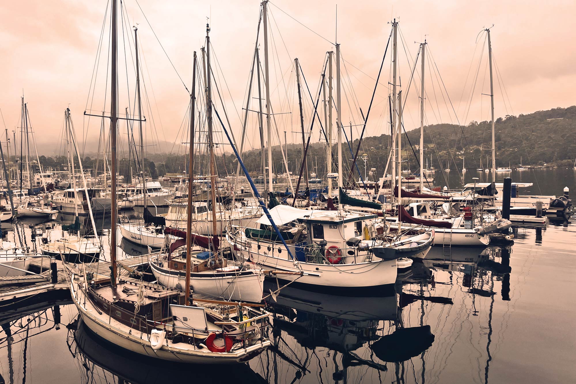 Tasmanian harbor of Little Oyster Cove Creek