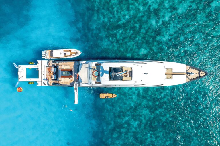 Yacht with water toys