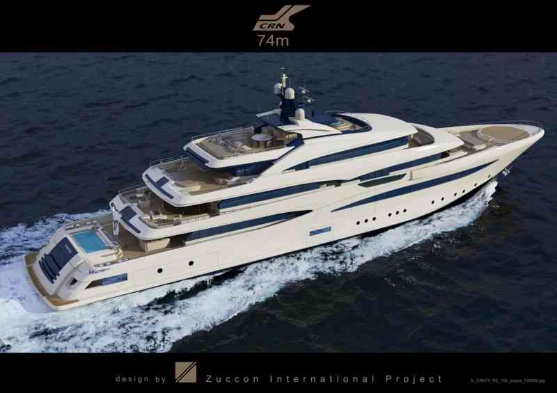 242 CRN superyacht This is the rendering of the 242-footer from designers at Studio Zuccon.