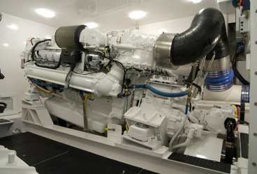 Marine Exhaust System This 16-cylinder, 1,825 horsepower MTU pumps 500 gallons of seawater out its exhausts every minute--not quite half the engine's weight.