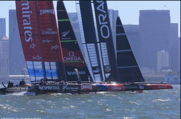 America’s Cup 34 Day One The Kiwis of Emirates Team New Zealand bested America's Team Oracle 2-0 in the first day of racing at the 34th America's Cup