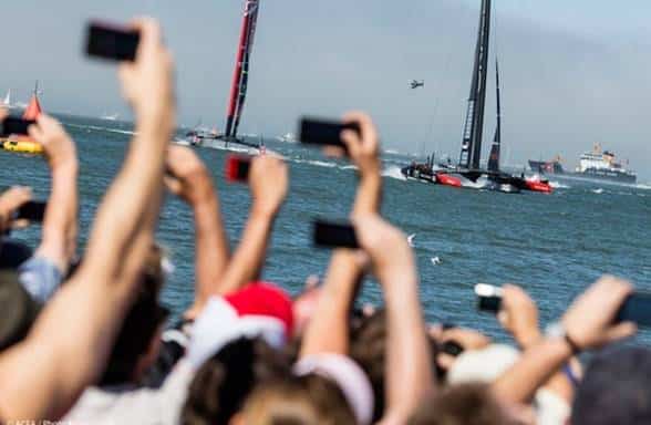 America’s Cup 34 Kiwi fans cheered the Emirates Team New Zealand win during Race One on Day Two, but the Americans came back to cheers after taking Race Two.