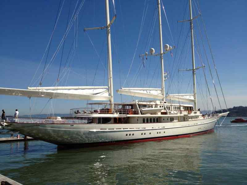 295-foot Royal Huisman sailing yacht Athena The 295-foot Royal Huisman sailing yacht Athena was docked at America's Cup Village today, both before and after taking part in the traditional Superyacht Regatta.