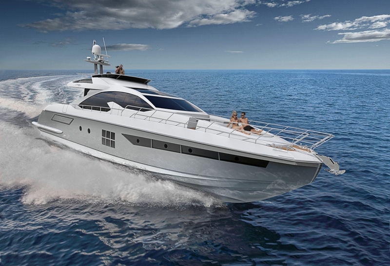 Azimut 77S Azimut Yachts is expected to have three new models at the Cannes show: the Azimut Grande 95RPH, the Azimut 77S and the Azimut 50 Fly. The Azimut 77S is designed to create a new benchmark for sport boats, with four units sold pre-launch. A wave-piercing vertical bow and steel shield are expected to provide great on-the-water maneuvering, while triple Volvo Penta IPS engines are designed for fuel efficiency. More information is at www.azimutyachts.com.