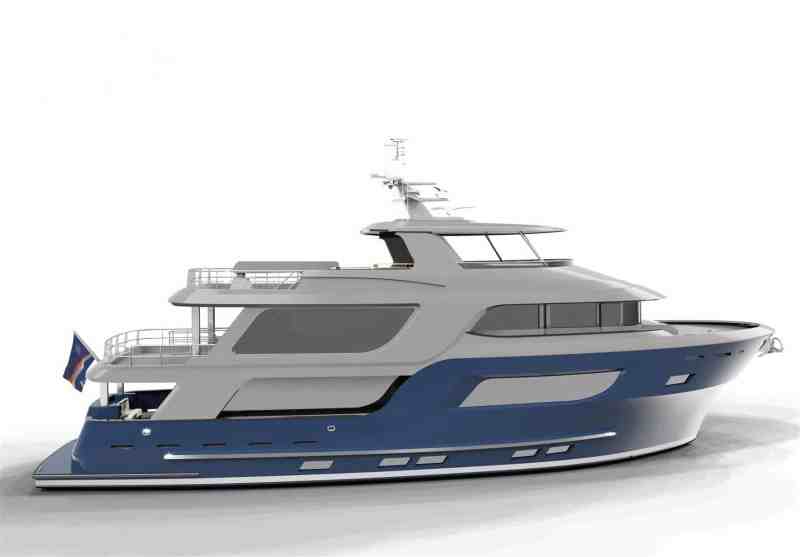 90-foot Northern Marine trideck This rendering shows the vision for the nearly complete 90-foot trideck now under construction at Northern Marine.