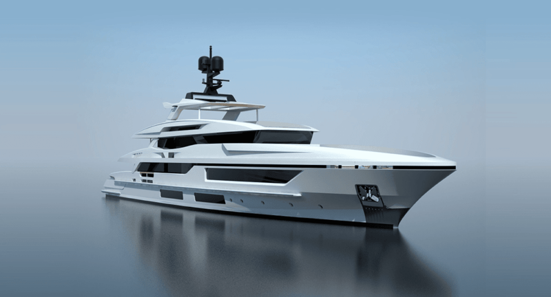 Baglietto 157 yacht rendering Baglietto 157 yacht rendering