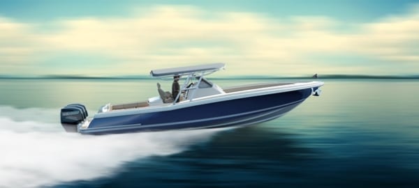 The boat’s navigation system includes dual 16-inch multitouch NSO evo2 displays at the helm.