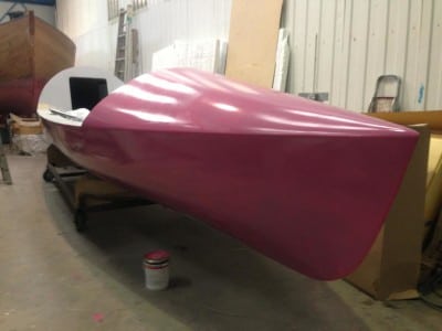 Coxless Crew boat This is the 29-foot boat (still under construction) that four women plan to row across the Pacific Ocean.