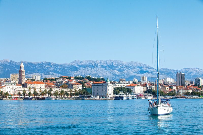 The old town of Split, Croatia from the water.