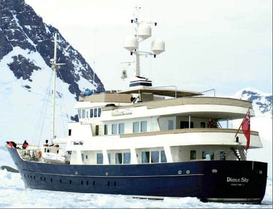 Expedition yacht Dione Sky The 151-foot expedition yacht Dione Sky is for sale on the brokerage market at an asking price of $18.9 million.