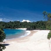 Aboard a charter yacht you can reach empty white sand beaches like this one on San Jose.