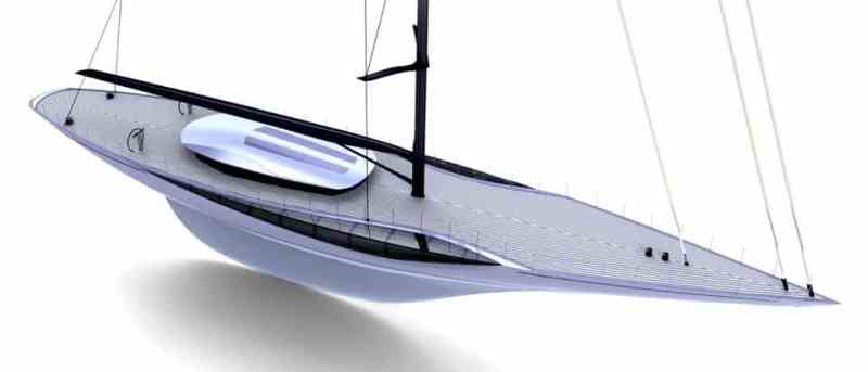 J Class deck rendering Under the shade of a towering carbon-fiber mast is a simple yet spacious top deck intended for the easy movement of large crews and even bigger sails.