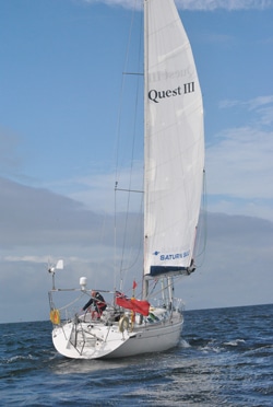 Gerry Hughes became the first deaf sailor to circumnavigate the world, sailing aboard this 42-foot Beneteau, Quest III.
