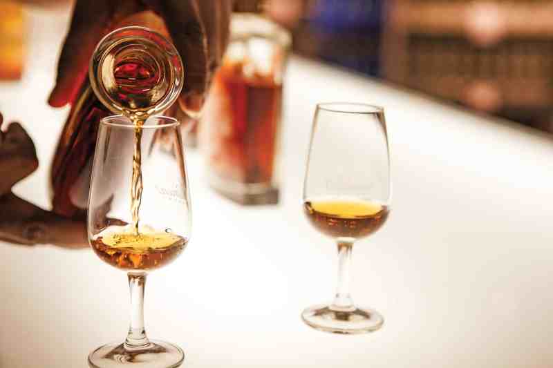 Rum tasting at Habitation Clement, a rum distillery in Martinique, French West Indies.