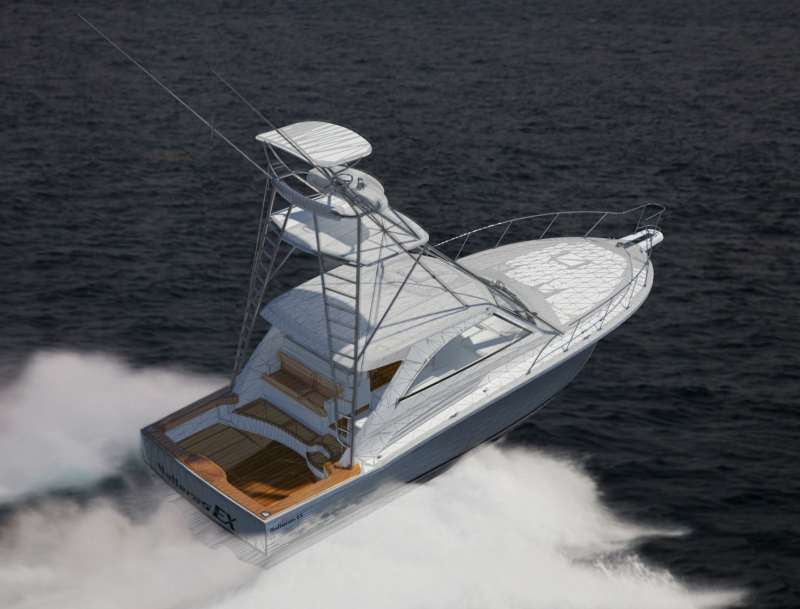 Hatteras 45EX This rendering shows the Hatteras 45EX, which will be the first model in the builder's Express Series.