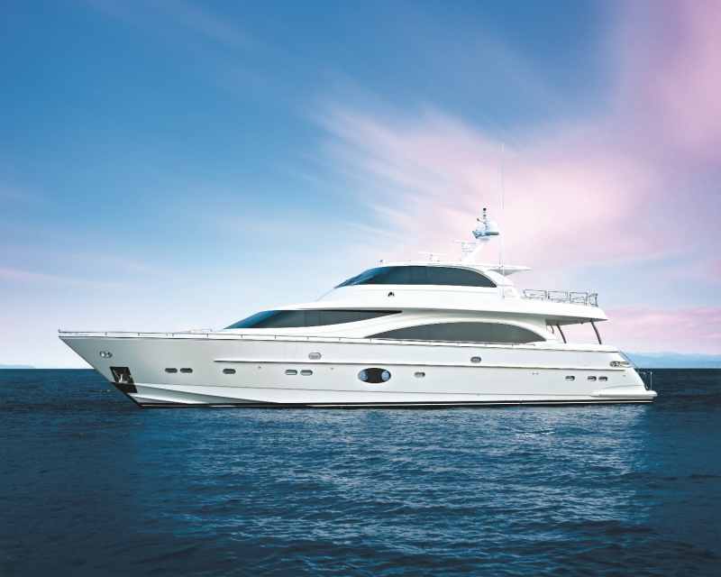 The standard E88 layout includes four guest staterooms plus crew quarters aft.