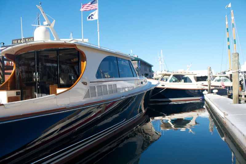 Hinckley Talaria 48 Many visitors to Newport got that must-have bowl of clam chowder from the Black Pearl with a view of a Hinckley Talaria 48. Now that’s a winning combination.