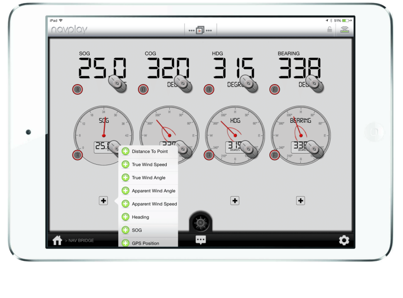 Navigation Bridge in NavPlay This screen shot shows the Navigation Bridge environment in the NavPlay app.