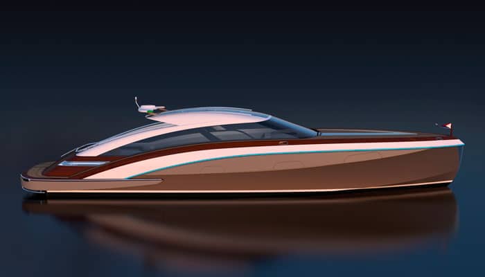Sculpted in the best tradition of the late 1930s streamlining movement, the Onyx 41 sports yacht simply overloads a person's senses. She's the offspring of a collaboration between Hodgdon Yachts (naval architecture) and Luiz de Basto Designs (interior and exterior styling). “I wanted to design a modern boat, but with touches of the old glory days of commuting in America,” de Basto said. “On the other side, it’s a high-tech boat with hidden comforts, such as the built-in fenders and cleats, not to mention the hybrid propulsion.”