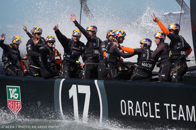 Oracle Team USA celebrates what is looking more and more like an amazing comeback.