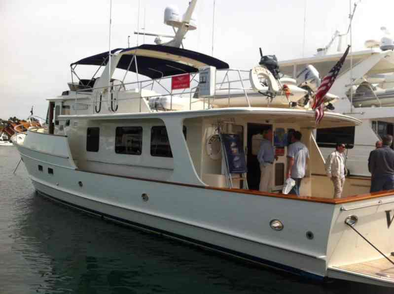 Fleming 65 Venture On display at the Newport Beach Boat Show, the Fleming 65 Venture looks flawless even after putting 45,000 miles under her keel. Wow! Click here to see photos of a trip to the Galapagos aboard a Fleming 65.