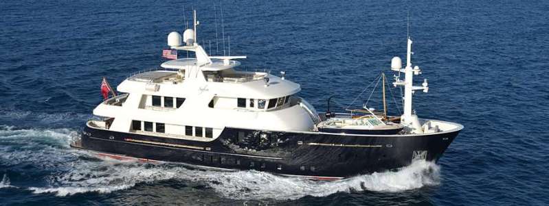 129-foot charter megayacht Safira The 129-foot charter megayacht Safira will be available for tours at the 2013 Fort Lauderdale International Boat Show.