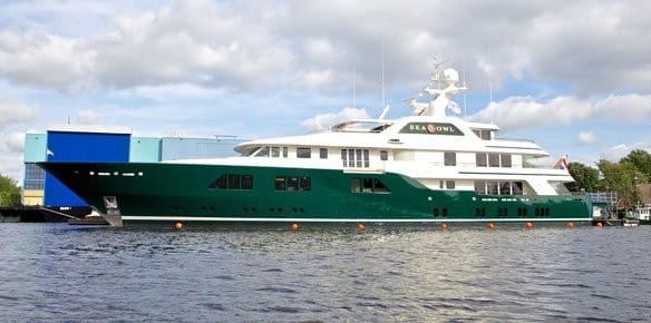 Feadship Sea Owl Feadship just launched the 203-foot Sea Owl, which the builder says has one of the most elaborate security systems ever built into a yacht, as well as one of the most customized interiors it has ever achieved.