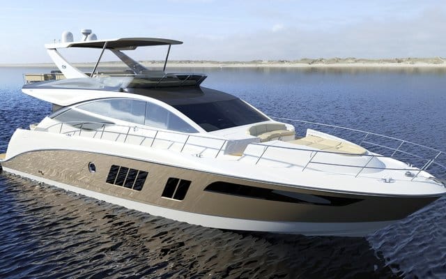 The Sea Ray L650 Fly is water-delivered using the builder's new ramp.