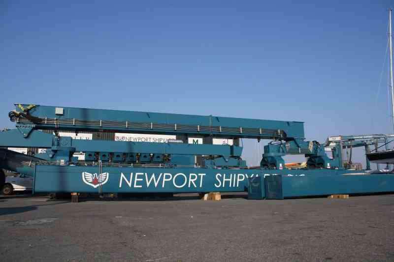 A 500-ton Travelift has arrived at Newport Shipyard, courtesy of 17 tractor-trailer trucks.
