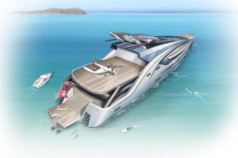 The Trimaran's design displays a LOA capable of carrying an AgustaWestland AW609 aircraft.
