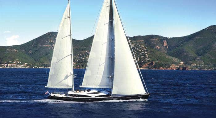 Royal Huisman sailing yacht Twizzle Her main and mizzen sails can be hoisted simultaneously — and silently — in less than two minutes.
