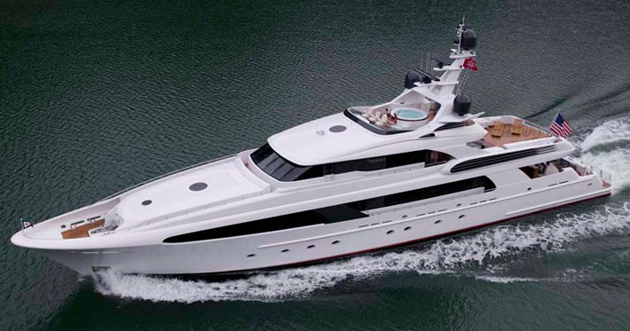 154-foot Delta motoryacht Usher for charter The 154-foot Delta Usher is available for charter with a Grand Banks day boat as a tender.