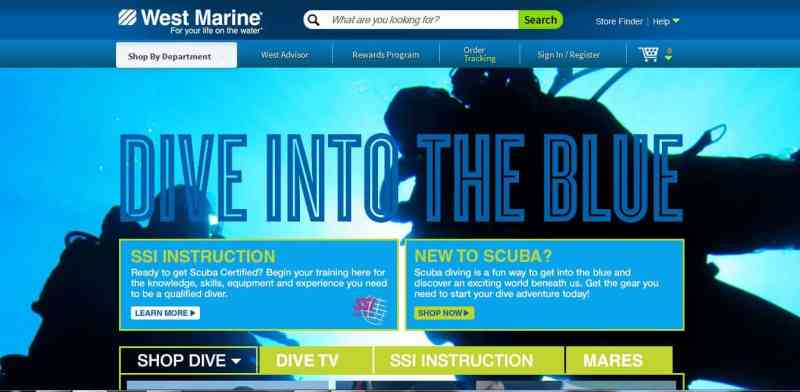 West Marine scuba website