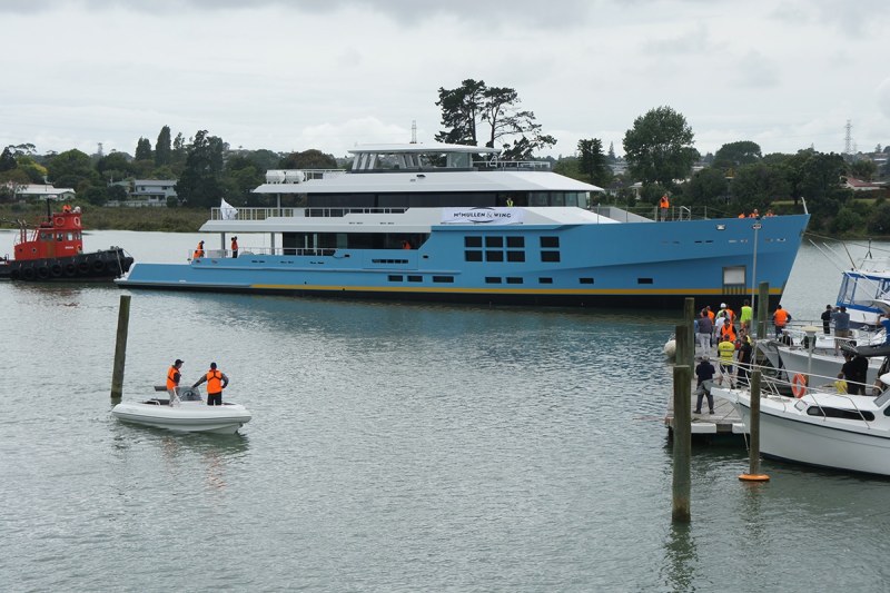 The Y/N 1016 is heaviest yacht ever to launch from the New Zealand yard’s spillway.
