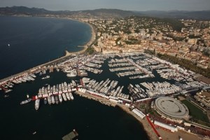 Cannes An aerial view of the Cannes International Boat and Yacht Show. Photo Credit: Jerome Kelagopian & Mathieu Walter.