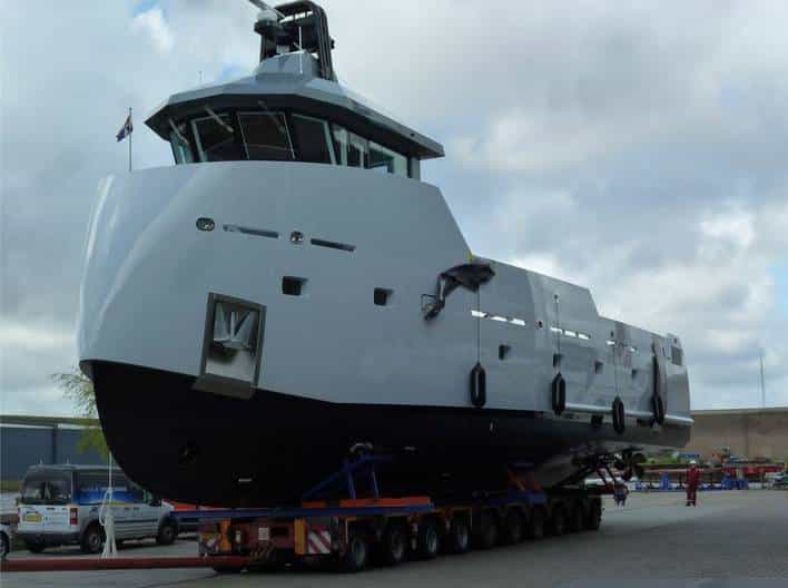 The long, open deck on YXT One can be used to stow tenders and toys, or can be set up as a massive floating beach club.
