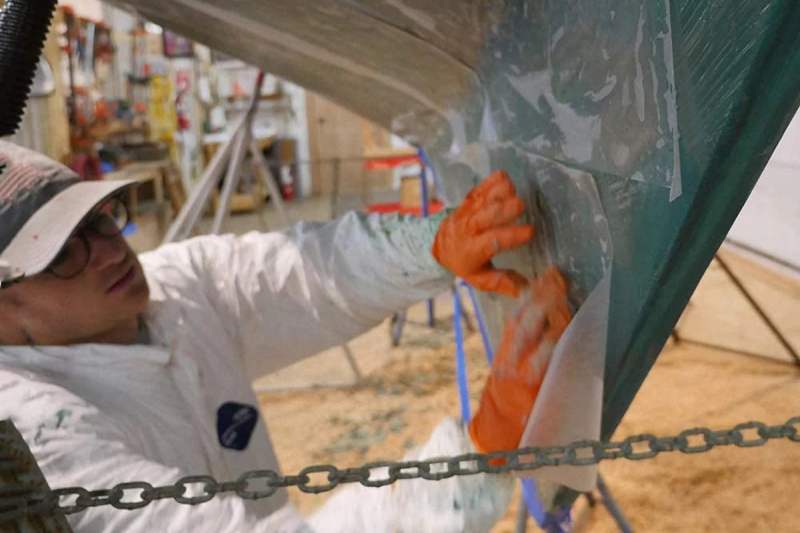 totalboat-totalstrip-project-in paint stripper plastic sheeting
