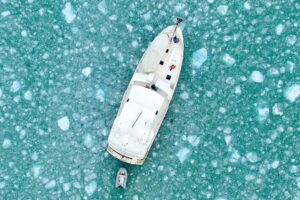 Nordhavn 68 from above in icy water